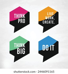 Think big, do it, inspirierende Zitate, Wall Branding, Corporate Sound Branding, Office Interior Branding Vektorgrafik 