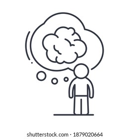 Think big icon, linear isolated illustration, thin line vector, web design sign, outline concept symbol with editable stroke on white background.