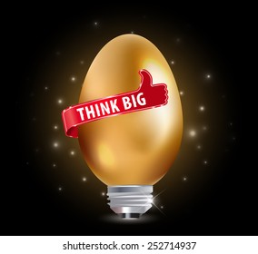 Think big idea concept with bulb and thumbs up sign - vector eps10