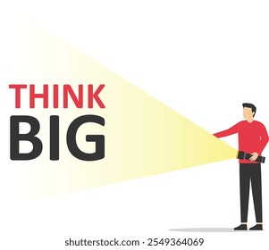 Think Big idea, start small. Symbol of creativity, motivation, visions, ideas, inspiration. Flat vector illustration

