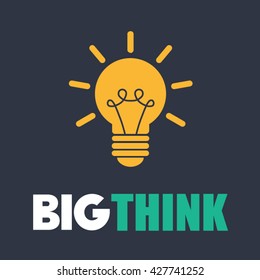 Think big light bulb vector icon. Thinking and motivation.
