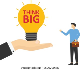 Think Big motivational. Symbol of creativity, visions, ideas, inspiration. Flat vector illustration

