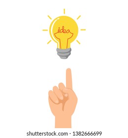 Think big, point to idea concept vector.