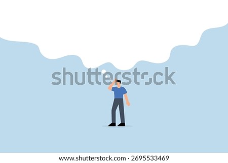 Think big, smart businessman thinking with big bubble