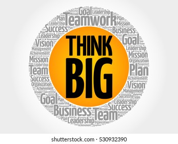 Think Big word cloud collage, business concept background