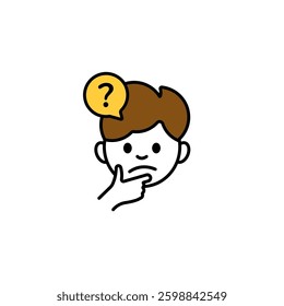 think boy icon. thinking boy