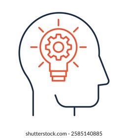 Think – Brain with Lightbulb Representing the Cognitive Process of Generating Creative Ideas and Problem-Solving Solutions