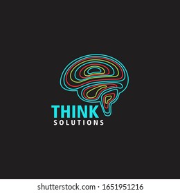 Think of brain logo, creation and idea icons and elements. Vector illustrations