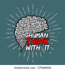 think with brain as print or background and illustration vector 