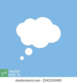 Think bubble. Empty white cloud speech bubble cartoon, idea, communication concept. Simple flat style. Vector illustration isolated. EPS 10.