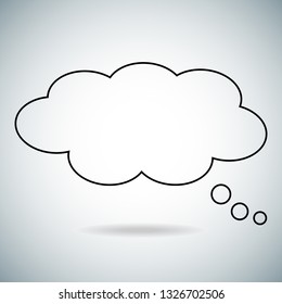 Think bubble icon isolated on gray background. Trendy think bubble contour in flat style. Modern thin line template for social network, label, sticker and app.Creative art concept,vector illustration