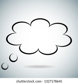 Think bubble icon isolated on gray background. Trendy think bubble contour in flat style. Modern thin line template for social network, label, sticker and app.Creative art concept,vector illustration