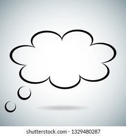 Think bubble icon isolated on gray background. Trendy think bubble in flat style. Modern thin line template for social network, label, sticker and app