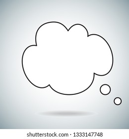 Piensa en un icono de burbuja aislado en fondo gris. A la moda piensa en la burbuja de estilo plano. Moderna plantilla delgada para redes sociales, etiquetas, etiquetas y aplicaciones. Concepto de arte creativo, ilustración vectorial