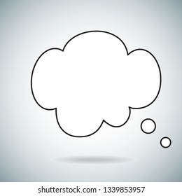 Think bubble icon isolated on gray background. Trendy think bubble in flat style. Modern template for social network, label, sticker and app. Creative art concept, vector illustration