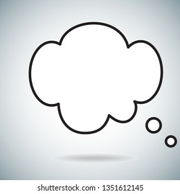 Think bubble icon isolated on gray background. Trendy think bubble in flat style. Modern template for social network, label, sticker and app. Creative art concept, vector illustration