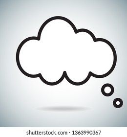 Think bubble icon isolated on gray background. Trendy think bubble in flat style. Modern template for social network, label, sticker and app. Creative art concept, vector illustration