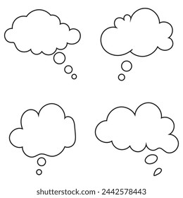 Think bubble icon isolated on white background. Trendy think bubble contour in flat style. Modern thin line template for social network, label, sticker and app. vector illustration. EPS 10