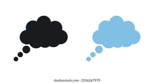 Think bubble icon set in black and colored versions.