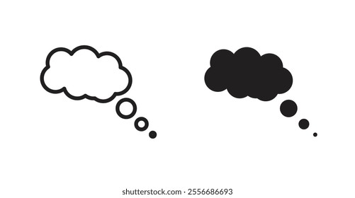 Think bubble icon set in Thin line black color.