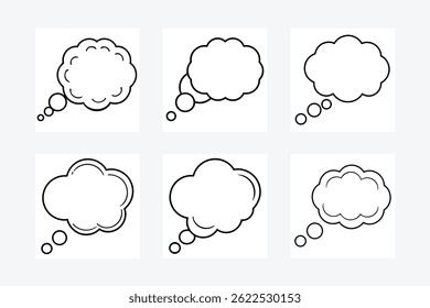 Think Bubble Icon Vector – Clipart de dibujos animados y diseño de línea de arte imprimible