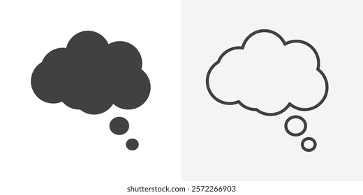 Think bubble icons. flat and line style set