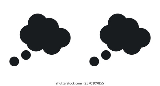 Think bubble icons in solid black and white colors