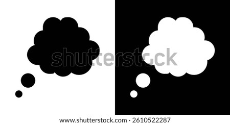 Think bubble icons vector set in solid flat style