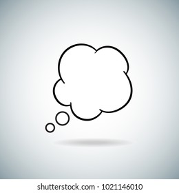 Think Bubble Isolated On Gray Background. Trendy Speech Bubble With Shadow In Flat Style. Modern Template For Social Network, App, Wallpaper And Poster. Creative Art Concept,vector Illustration Eps 10