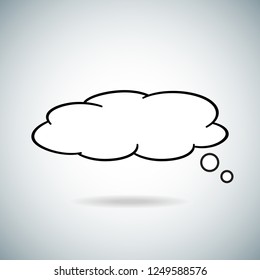 Think bubble isolated on gray background. Trendy think bubble with shadow in flat style. Modern template for social network, label, app, wallpaper and poster. Creative art concept, vector illustration