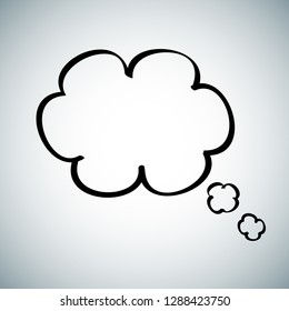 Think bubble isolated on gray background. Trendy think bubble in flat style. Modern template for social network, sticker, label, app and comic book strip. Creative art concept, vector illustration