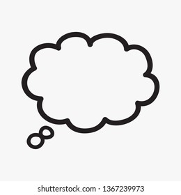 Think bubble isolated on gray background. Trendy think bubble in flat style. Modern template for social network and label. Creative thought balloon. Cloud line art, vector illustration