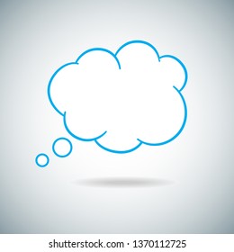 Think bubble isolated on gray background. Trendy think bubble in flat style. Modern template for social network and label. Creative thought balloon. Cloud line art, vector illustration