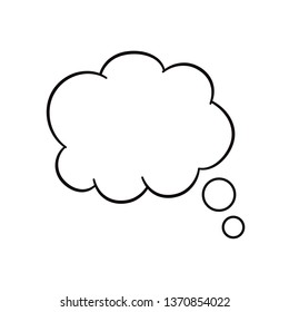 Think bubble isolated on white background. Trendy think bubble in flat style. Modern template for social network and label. Creative thought balloon. Cloud line art, vector illustration