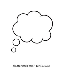 Think bubble isolated on white background. Trendy think bubble in flat style. Modern template for social network and label. Creative thought balloon. Cloud line art, vector illustration