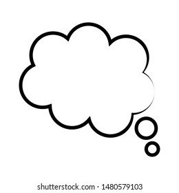Think bubble isolated on white background. Trendy think bubble in flat style. Modern template for social network and label. Creative thought balloon. Cloud line art, simple vector illustration