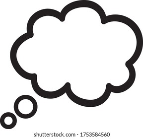 Think bubble isolated on white background. Trendy think bubble in flat style. Modern template for social network and label. Creative thought balloon. Cloud line art, vector illustration