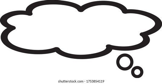 Think bubble isolated on white background. Trendy think bubble in flat style. Modern template for social network and label. Creative thought balloon. Cloud line art, vector illustration
