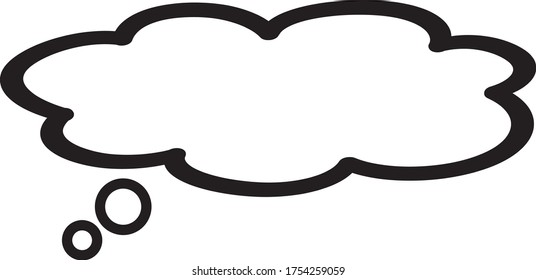 Think bubble isolated on white background. Trendy think bubble in flat style. Modern template for social network and label. Creative thought balloon. Cloud line art, vector illustration