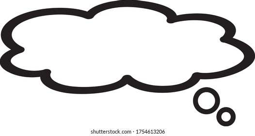 Think bubble isolated on white background. Trendy think bubble in flat style. Modern template for social network and label. Creative thought balloon. Cloud line art, vector illustration