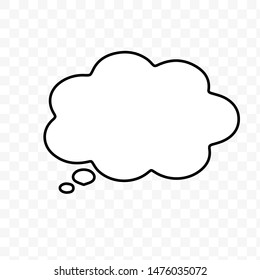 Think bubble isolated. Trendy think bubble in flat style. Modern template for social network and label. Creative thought balloon. Cloud line art, vector illustration