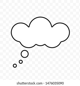 Think bubble isolated. Trendy think bubble in flat style. Modern template for social network and label. Creative thought balloon. Cloud line art, vector illustration