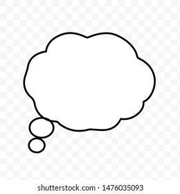Think bubble isolated. Trendy think bubble in flat style. Modern template for social network and label. Creative thought balloon. Cloud line art, vector illustration