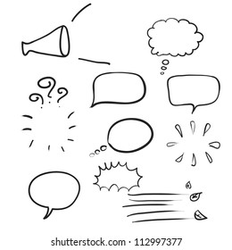 Think Bubble And Talk Bubble Collection Sketch Drawing Vector