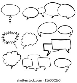 Think Bubble And Talk Bubble Collection Sketch Drawing Vector