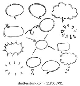 think bubble and talk bubble collection sketch drawing vector