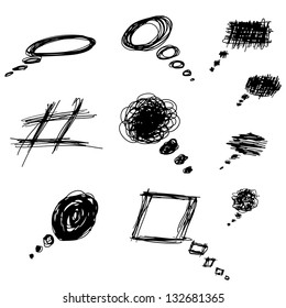 think bubble and talk bubble collection sketch drawing vector