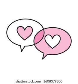 think bubbles with hearts icon. vector illustration