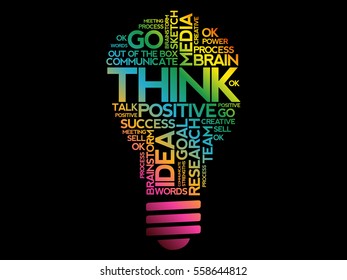 THINK bulb word cloud collage, business concept background