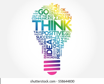 THINK Bulb Word Cloud Collage, Business Concept Background